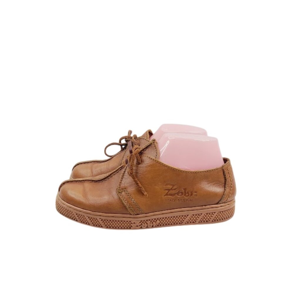 Zobr Women's Brown Leather Lace Up Classic Moc Toe Casual Sneaker Size‎ 8